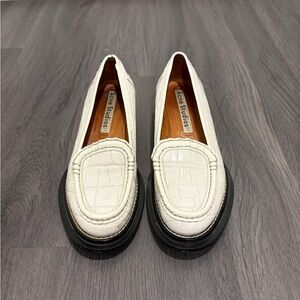 Acne Studios Cream Croc-Embossed Loafers